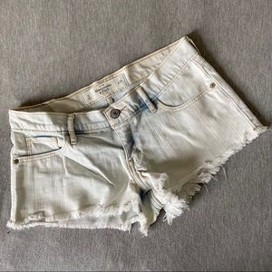 Light wash low rise shorts